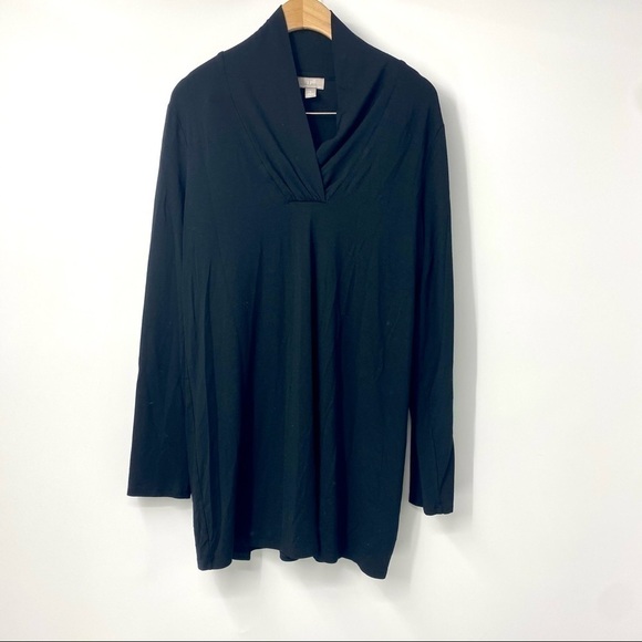 J. Jill shawl neck jersey knit tunic M black